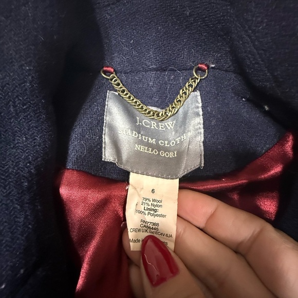 Navy Blue J.Crew Double-Breasted Peacoat Parisian winter staple 6 Wool - Picture 3 of 7